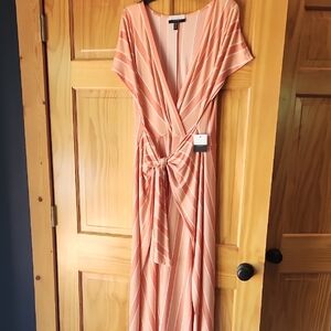 Eloquii Peach Wrap Tie Front Maxi Dress